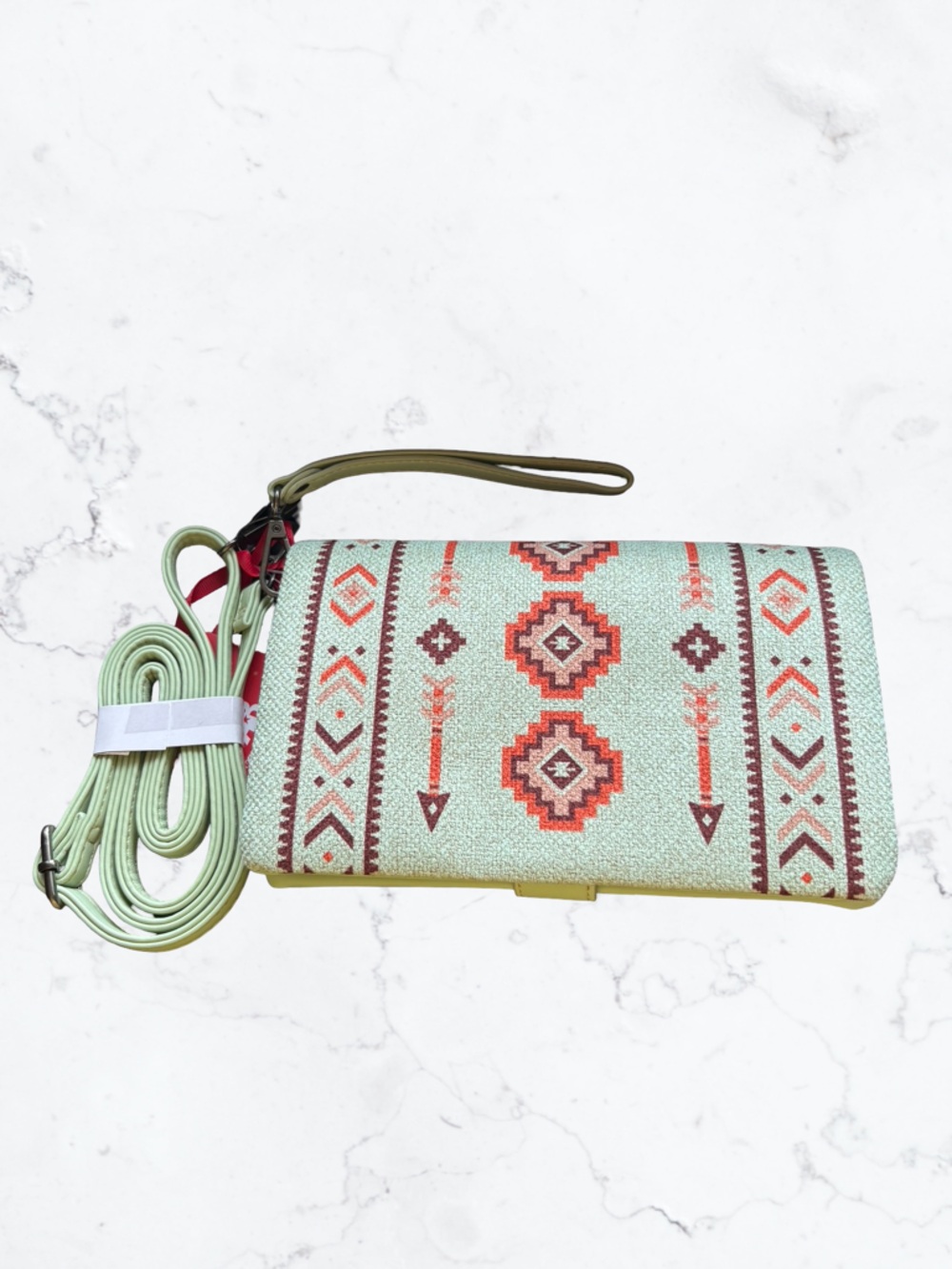 American Bling by Montana West Mint Aztec-Print Wristlet Clutch Crossbody